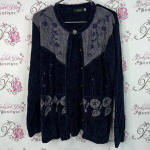 Cool sparkly cardigan glitter navy Black and Gray Cardigan Floral Design